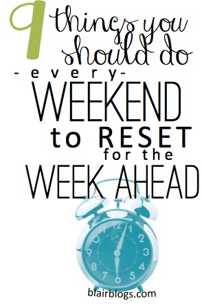 Mondays don't have to be manic and miserable! There are a lot of easy little things that you can do on the weekends to "reset" for a fresh, smooth work week! This is a MUST READ.