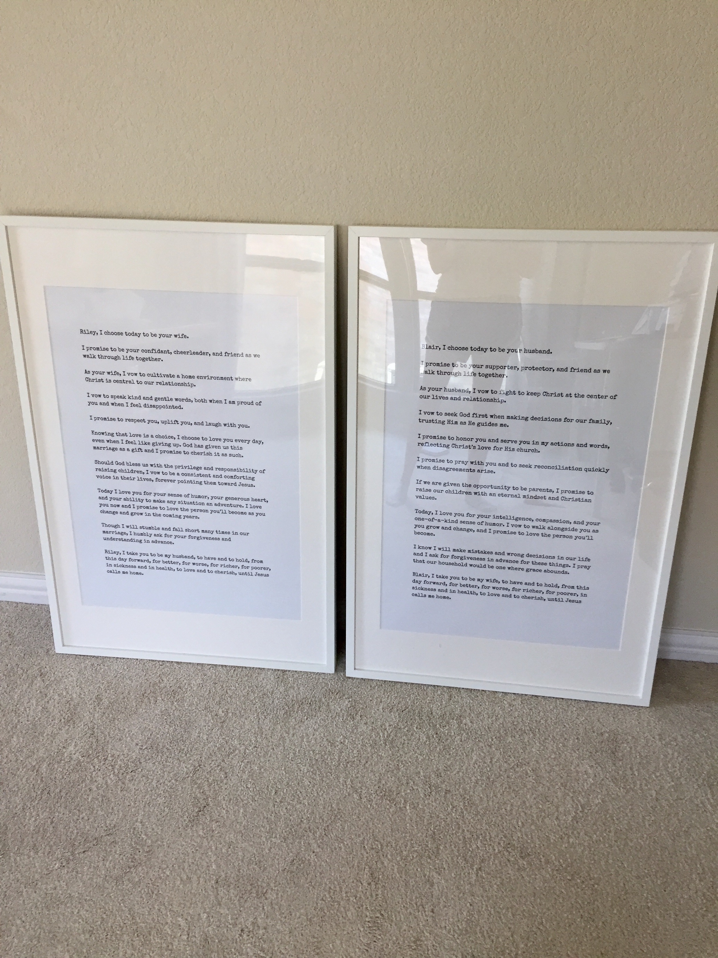 How to Make Oversized Framed Wedding Vows | BlairBlogs.com