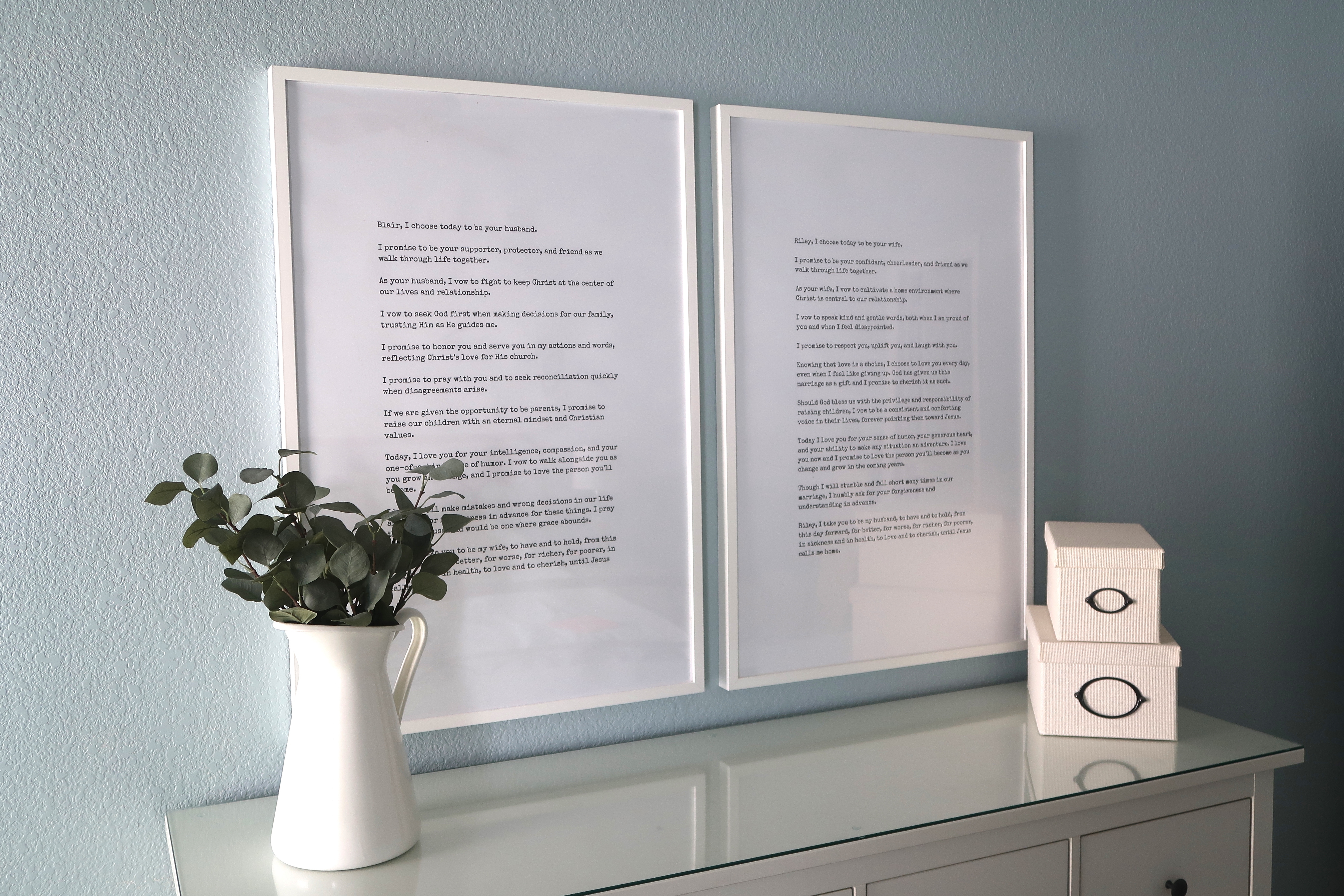 How to Make Oversized Framed Wedding Vows | BlairBlogs.com